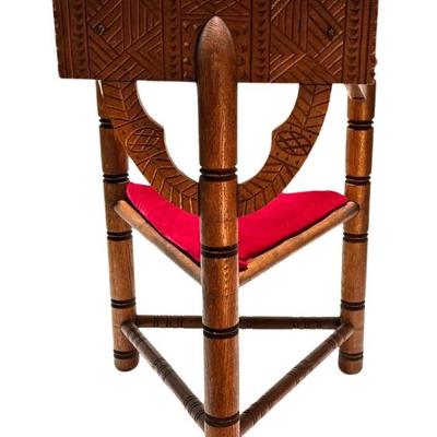 Antique Swedish Monks Chair Carved Oak 3-Leg Three-Legged 	34x22x20in	196187
2pc Rustic Cactus Skeleton Lamps Artist Made Romero Saguaro...
