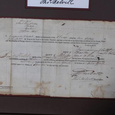 Signed Thomas Melville 1815 Import Document  Framed	Frame: 24.75x20.75x1.5in	199072
