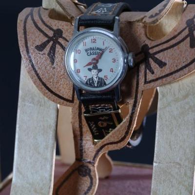 1950s Vintage Hopalong Cassidy Kids Watch in Box 	Box: 4.25x4.25x3in 	196094
