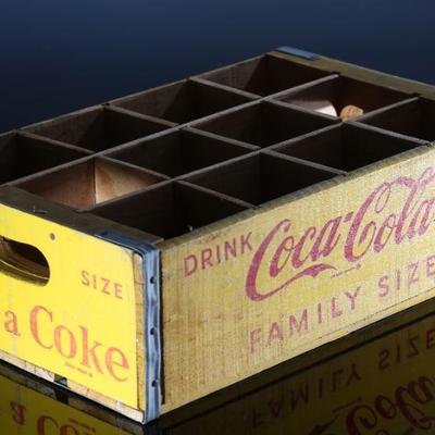 1960s Vintage Coca-Cola Family Size Wood Crate Yellow Coke	5.5x12x18in	196028
