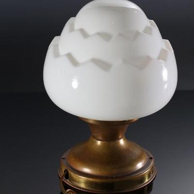 Art Deco Milk Glass Sawtooth 3-Tier Lamp Light Fixture 	12in H x 8in Diameter 	196224
