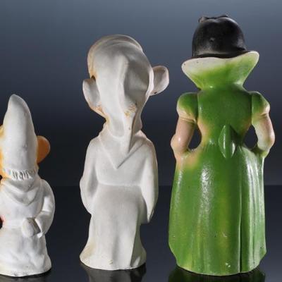 Lot of 3 Vintage Carnival Chalkware Dolls Snow White & 2 Dwarfs 		196166
