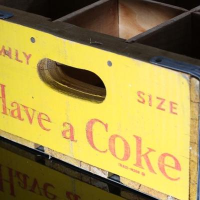 1960s Vintage Coca-Cola Family Size Wood Crate Yellow Coke	5.5x12x18in	196028
