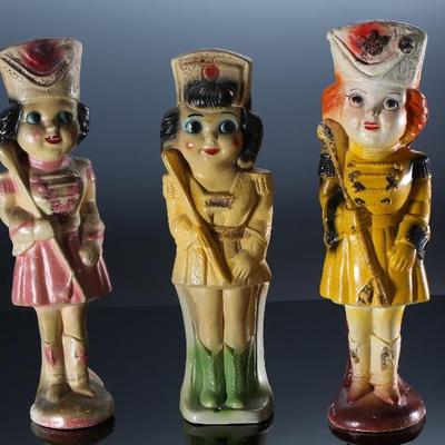 Lot of 3 Vintage Carnival Chalkware Majorette Dolls		196162
