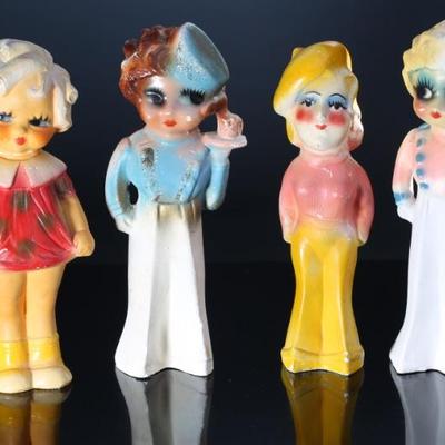 Lot of 4 Vintage Carnival Chalkware Women Figures 		196088
