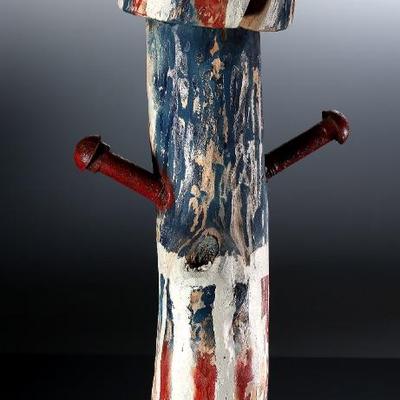 Uncle Sam Carved Wood Folk Art Signed 	24x11x7in	196218
