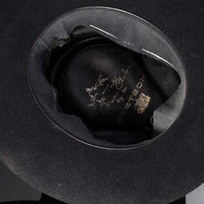 Vintage The Gun Club by Stetson Black Western Cowboy Hat With Silver & Leather Trim Band 58/7 1/4	6 x 15 x 15 in	198019
