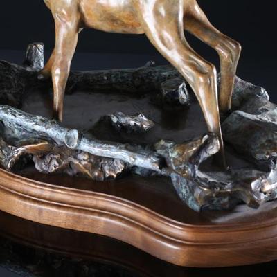 Walt Horton â€œIt's Your Moveâ€ Bronze Sculpture Native American Girl & Deer 11/100	15.5x23.25x10.5in	199153
