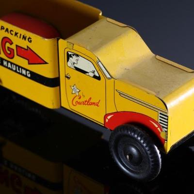 1950s Vintage Walt Reach Toy Courtland Wind-Up Moving Truck Tin Litho No. 1300	3x3x8.75in	196121
