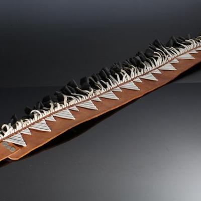 Vintage Yaqui Indian Deer Hoof Chapayeka Ceremonial Belt	Total Length: 50in<BR>Belt Width: 3in with hang: 6in 	196170
