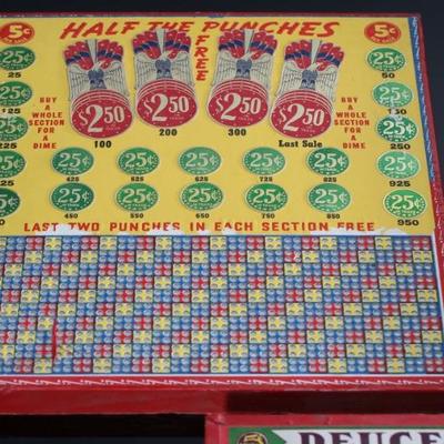 Lot of 3 Vintage Punchboard Gambling Punch Boards Double Luck Winners Deuces & Treys Trade Stimulators 		196006
