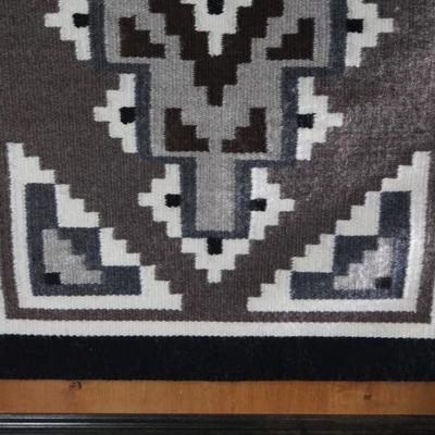 Two Grey Hills Navajo Rug Hasbah Curley Mounted on Board	Rug: 33x20.5in<BR>Frame:41.5x27.5x1in	199146
