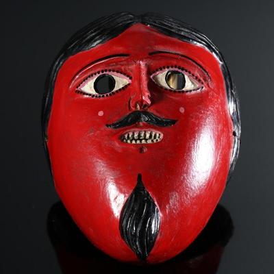 Vintage Juanegro Mexican Dance Mask Folk Art Red	3x6x7.5in	196036
