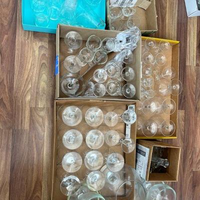 MRM106- Vintage Assorted Etched Glassware