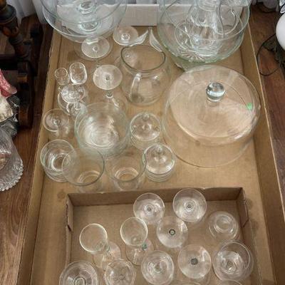 MRM190- Assorted Vintage Etched Glassware