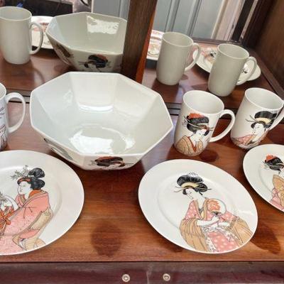MRM223 Fitz & Floyd Geisha Girl Ceramic Dish Set