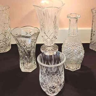 MRM036 - Vintage Heavy Cut Glass Vases (6)