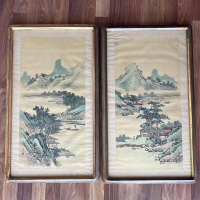 MRM197- (2) Framed Vintage Asian Painting On Silk