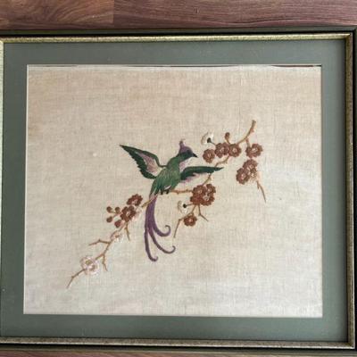 MRM040- Vintage Framed Hand Embroidered Art