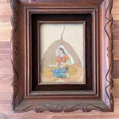 MRM218- Framed Vintage Painting On Leaf