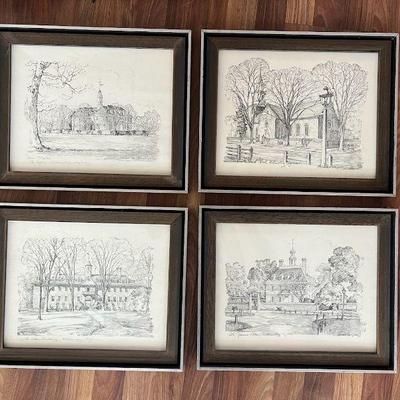 MRM030- (4) Framed Charles H Overly Pencil Sketches