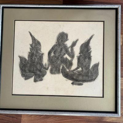 MRM038- Vintage Thai Charcoal Rubbing Paper Art