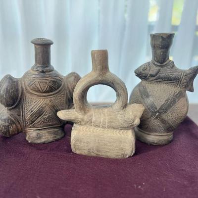 MRM188- (3) Vintage Pre Columbian Style Pottery