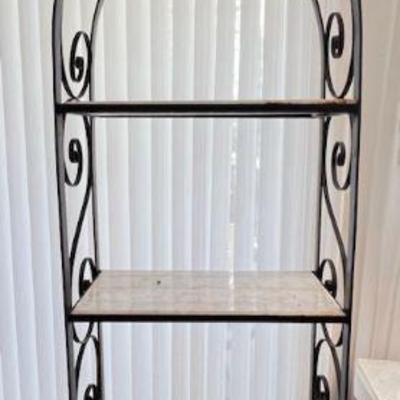 MRM172- Wrought Iron Display Stand With Marble Like Shelves 