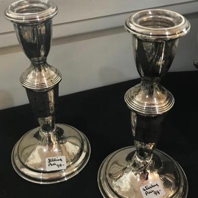 sterling weighted candlesticks pair $99