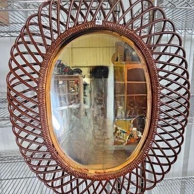 Franco Albini Mid Century Rattan & Bamboo Mirror