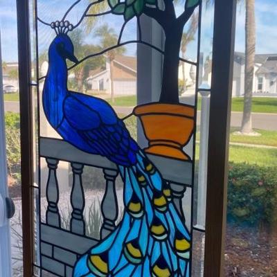 Handmade Stained Glass Peacock 38" x 26"