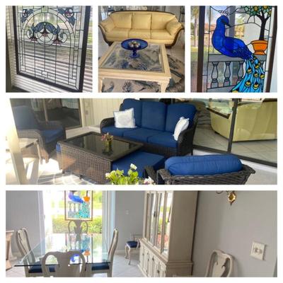 Stained Glass, outdoor furniture, white wash dining table