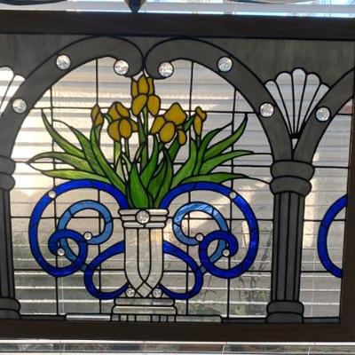 Hand Made stain glass window panel 37" x 35"