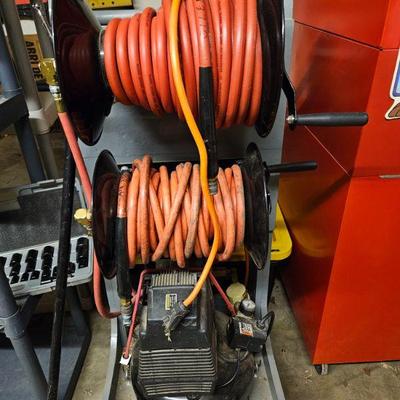 Air compressor tank and hoses.