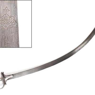 Antique Shamshir Tulwar Damascus Signed Sword, 18th-19th C.