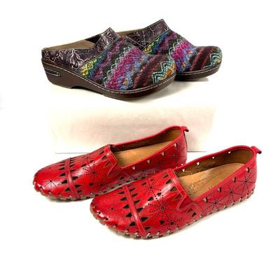 Spring Step L' Artiste Zigino Clogs & Red Fusaro Loafer Shoes Size 41 (9.5-10)