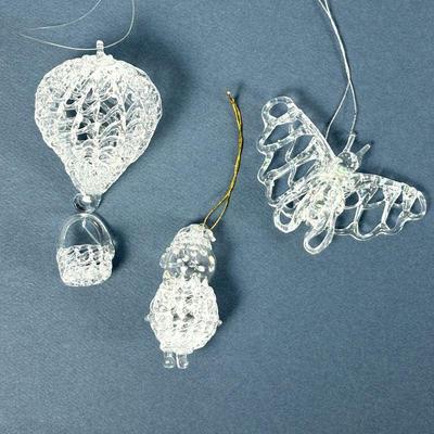 Vintage Silvestri Hot Air Balloon, Santa and Butterfly Glass Ornaments