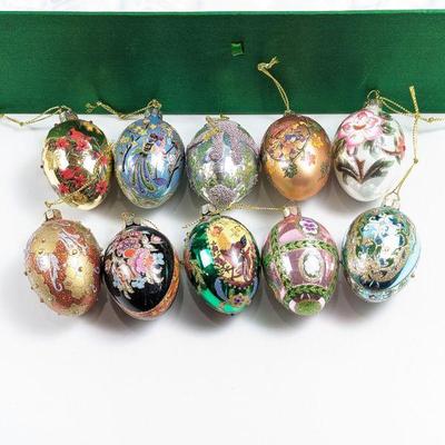 Joan Rivers Classics Collection Russian-Inspired Egg Ornaments Hand Blown & Decorated