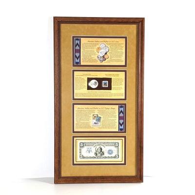 2001 American Buffalo $1 Silver Commemorative Coin & Currency Set Framed