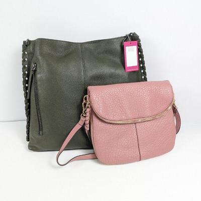  New Vince Camuto Suede Leather Bren Hobo Bag Pine Forest Green & Expandable Lamb Leather Crossbody in Cherry Blossom