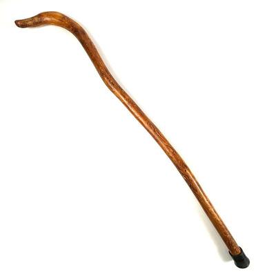 Natural Hardwood Carved Walking Cane/Stick with Rubber Foot
