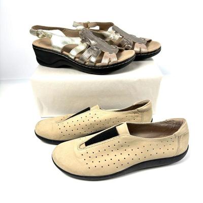 Clarks Collection Ultimate Comfort Lexi Marigold Leather Sandals & Soft Cushion Medora Gemma Nubuck Loafers Size 9.5W