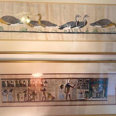 Triple matted & framed Egyptian Artwork Printed on Papyrus 