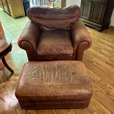 Leather Chair and Ottoman 