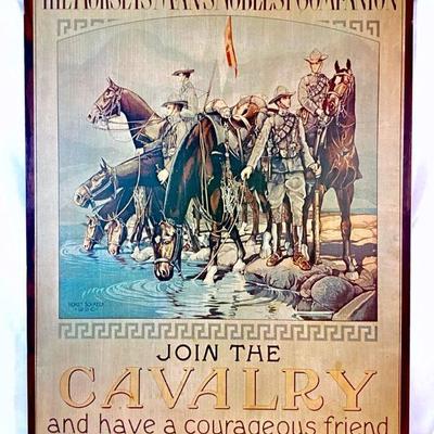 MACH947 Vintage World War I Army Recruitment Poster	Join the Calvary, US Army, recruiting poster and inscribed at the top 