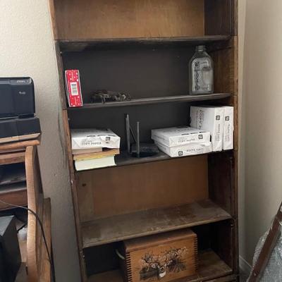 Bookcase and office supplies 