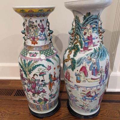 Antique Famille Rose Floor Vases $1300