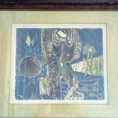Mid-Century Abstract Woodcut  19x17 $150