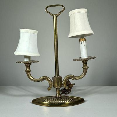BRASS CANDELABRA LAMP | Small brass candelabra lamp with faux candles