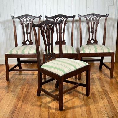 (4PC) CHIPPENDALE DINING CHAIRS | Carved Mahogany